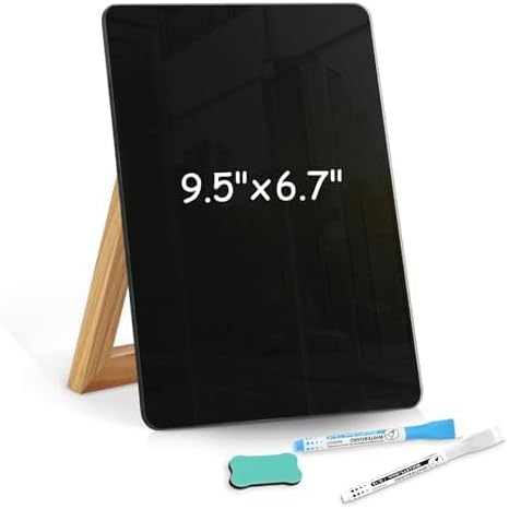 WALGLASS Desktop Black Glass Dry Erase Board 9.5"x 6.7" by WALGLASS
