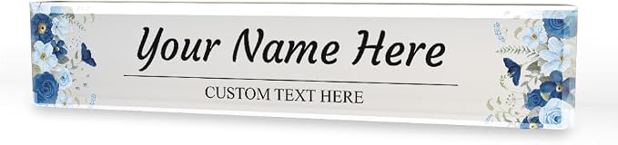 Signs ByLITA Floral Pattern Customized Nameplate | Indigo Blooms Personalized by SignsByLITA
