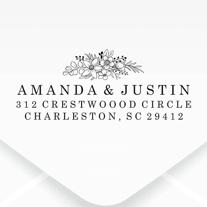 Custom Floral Address Stamp | Choose from 12 Designs | Multiple Ink Color - Image 2