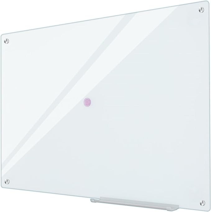 Glass Whiteboard Magnetic Dry Erase White Board 4'x 3' Framless White Surface by Lilypan