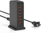 VPSUN USB Charger 6 Port 50W Multi USB Tower Charging Station by VPSUN