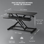 FITUEYES Height Adjustable Standing Desk 32” Wide Sit to Stand Converter Stand - Image 5