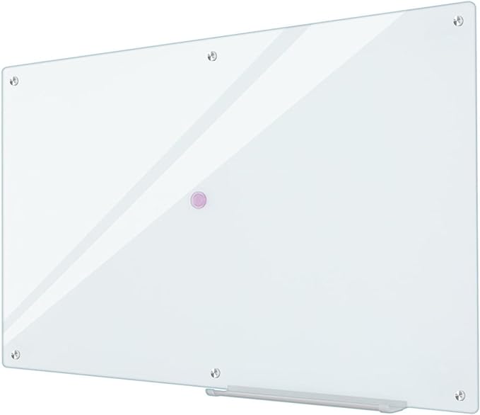 Glass Whiteboard 6'x 4', Magnetic Dry Erase Board, Large Framless Glass White by Lilypan