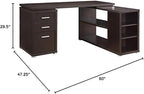 Pemberly Row L Shape Corner Storage Desk in Brown Cappuccino, Letter/Legal File - Image 3