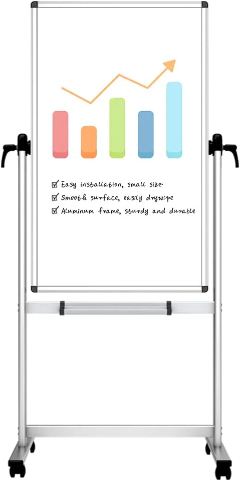VIZ-PRO Double-sided Magnetic Mobile Whiteboard, 48 x 24 Inches, Portrait by VIZ-PRO