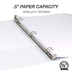 Samsill 0.5 Inch 3 Ring Binders, Made in USA, Economy Round Ring, 100 Sheet - Image 4
