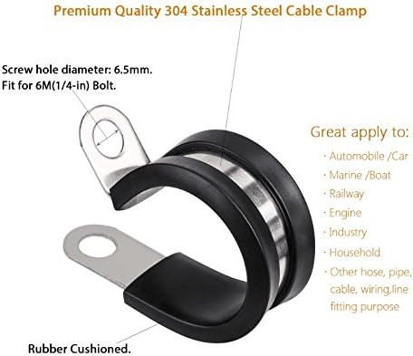 LOKMAN 20 Pack 3/8 Inch Stainless Steel Cable Clamp, Rubber Cushioned Insulated - Image 3