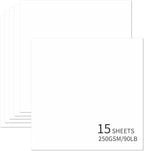 15 Sheets White Cardstock 12"x12", 250gsm/90lb Heavyweight Cardstock Paper by Bazyrock