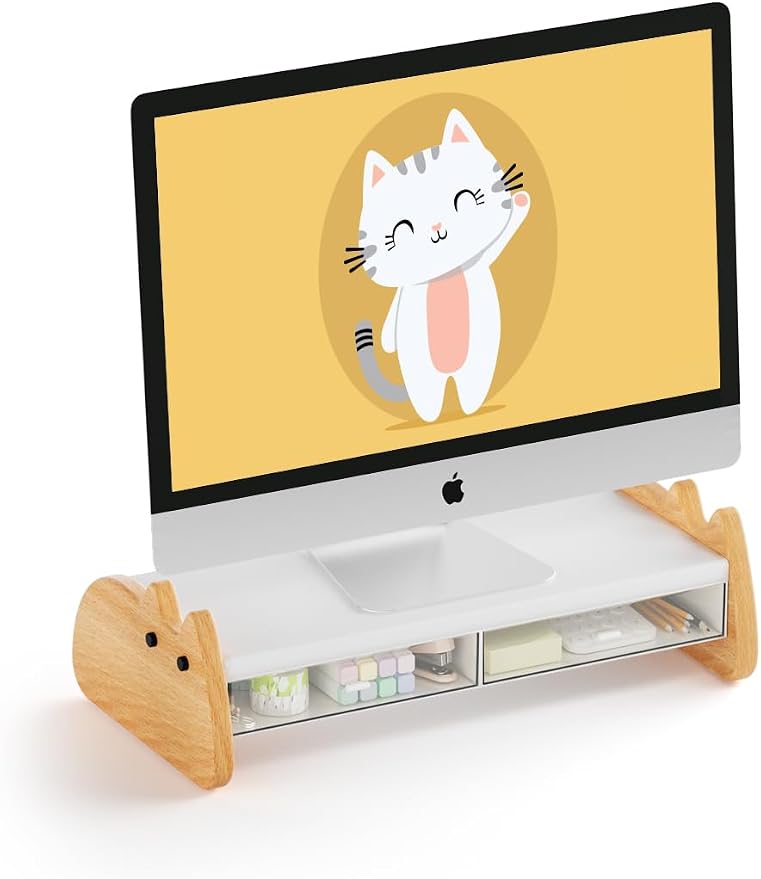 AFOOYO Monitor Stand Riser, Wooden & MDF Computer Desktop Stand by AFOOYO