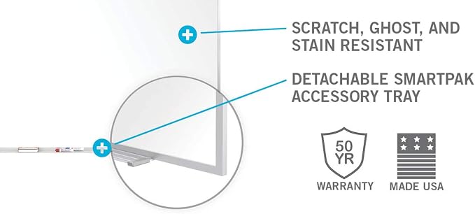 Ghent 4 x 8 Porcelain Magnetic Whiteboard, Aluminum Frame, 1 Marker, 1 Eraser - Image 3