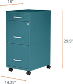 Lorell LYS SOHO Box/File/File Teal Mobile Cabinet, 3 Drawer - Image 2