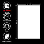 OcePor 100 Sheets White Cardstock 12” x 18”, 92lb/250gsm Black Card Stock - Image 2