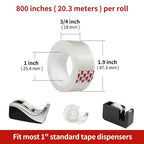 Turxayox 24 Rolls Transparent Tape Refills, 3/4 x 800 Inches, Glossy Gift - Image 2