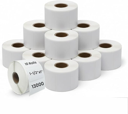 1 1/2" × 1" Direct Thermal Printer Labels, 10 Rolls, 000 Matte White Thermal by Unknown