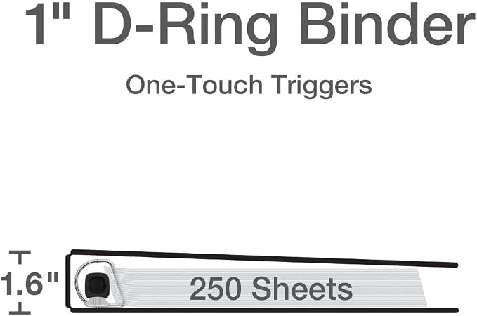 Cardinal 3 Ring Binder, 1 Inch Premier Easy Open Binder, ONE-Touch Locking - Image 2