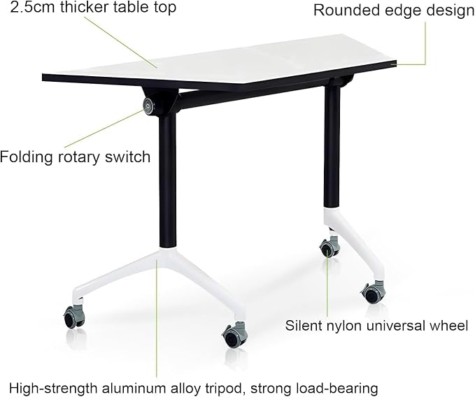 Foldable Conference Room Tables, Flip Top Mobile Training Table, Modern Meeting - Image 5
