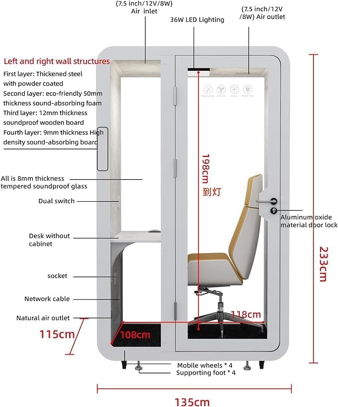 GEARONIC Mobile Office Pod Booth, Sound Proof Booth - Image 5