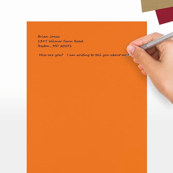 LUXPaper 8.5" x 11" Paper | Letter Size | Mandarin Orange | 80lb. Text | 50 Qty - Image 5