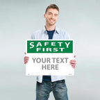 Custom OSHA Style Safety First Sign 18" x 24" Plastic Sign, Customizable "Your - Image 2