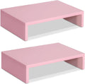 TEAMIX Pink Monitor Stand Riser-2 Pack, Wood 2 Tier Adjustable Monitor Stand by TEAMIX