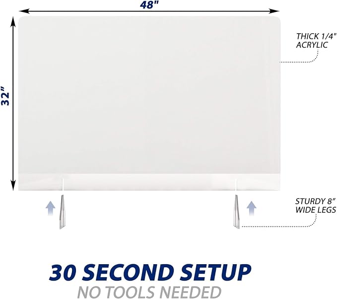 SignHero Sneeze Guard | Large, Sturdy ¼” Acrylic Plexiglass Shield | USA-Made - Image 2