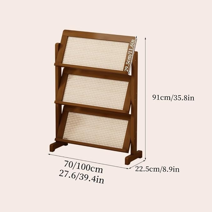 3-Tier Magazine Rack, Floor-Standing Magazine Holder, Bamboo Newspaper Stand - Image 2