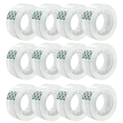 Zizlurnar 12 Rolls Transparent Tape Refills Rolls, 1 in Core，3/4 x 1000 in，Gift by Unknown