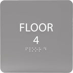 Grey w/White ADA Floor 4 Sign by ADACentralSigns