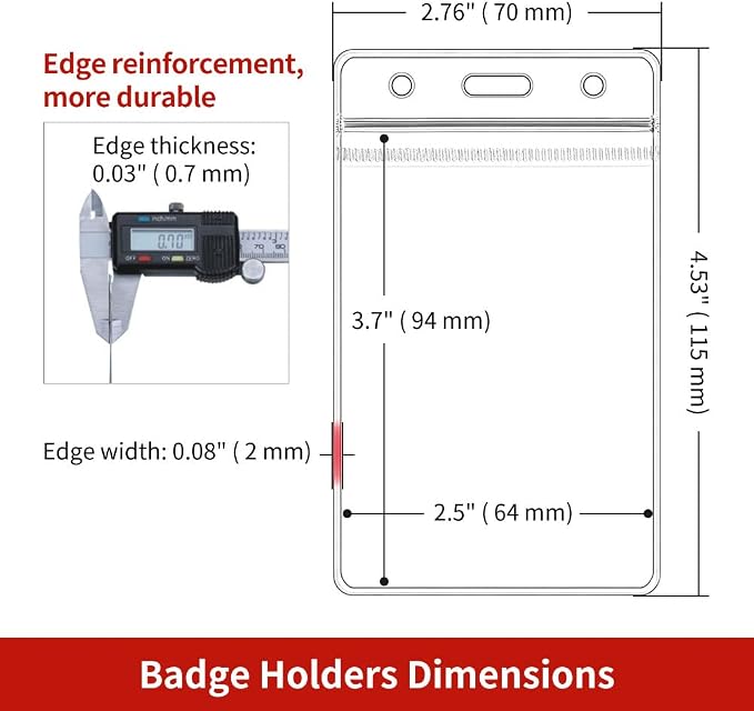Turxayox 50 Pcs Clear ID Badge Holder, Vertical Plastic Name Tag Protector - Image 2
