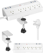 Desk Clamp Power Strip, 40W Fast Charging Station, Desktop Mount Surge Protect by Fararaka