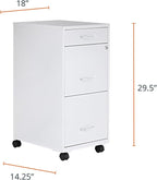 Lorell LYS SOHO Box/File/File Mobile White File Cabinet, 3 Drawer, 26.5 x 14.3 - Image 2