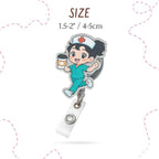 3PC Cartoon Nurse Badge Reel Cute Fun Funny ID Name Holder Alligator Clip - Image 2