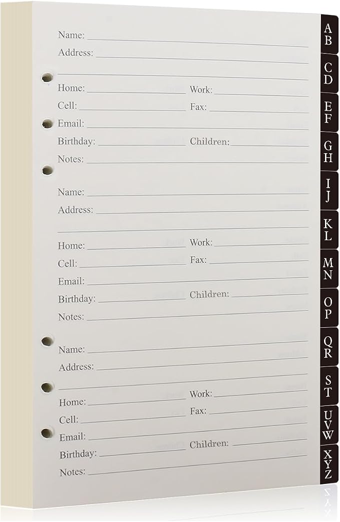 Happyaokeland Address Book Refill Pages 648 Contacts Durable Dividers by Happyaokeland