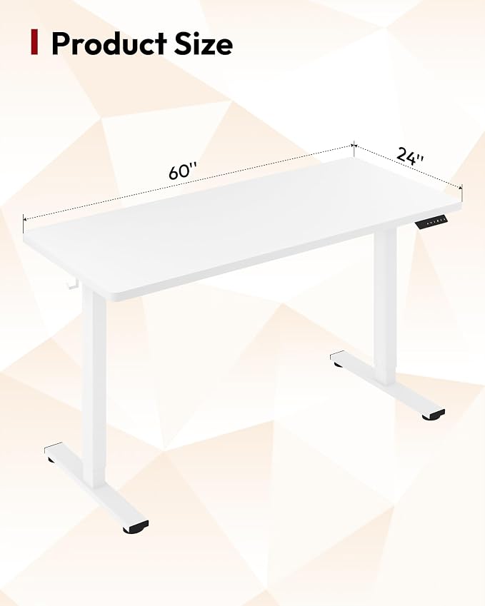 SANODESK Electric Standing Desk 60 x 24 Inches Whole-Piece Desktop Height - Image 2