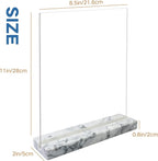 vrupin 2 Pack 8.5x11 Acrylic Sign Holder, Acrylic Frame Natural Marble Base - Image 2