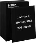 200 Sheets Black Cardstock 11” x 17”, 92lb/250gsm Card Stock, Thick Card Stock by OcePor