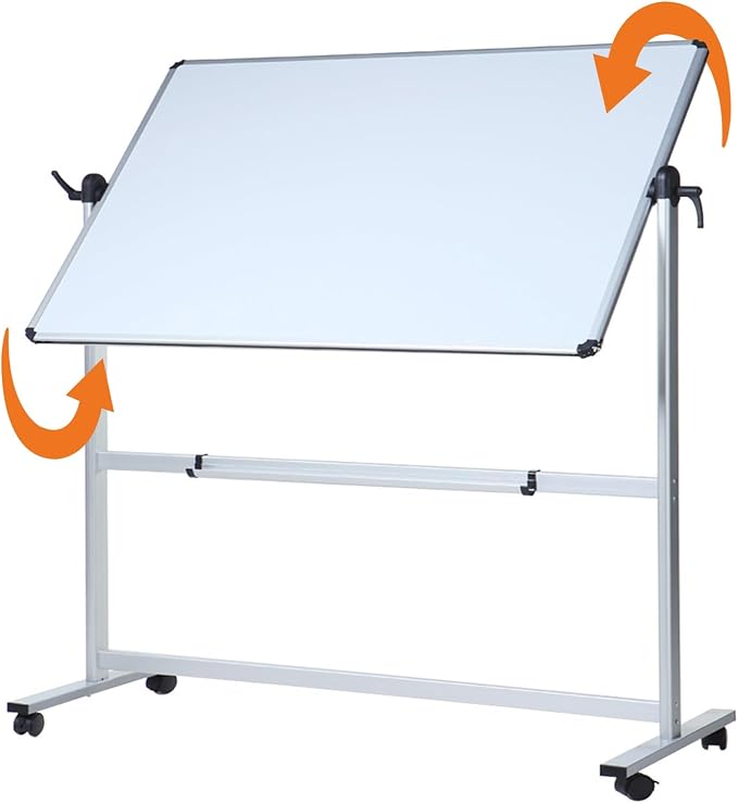 VIZ-PRO Double-Sided Magnetic Mobile Whiteboard, 48 x 32 Inches, Aluminium - Image 2