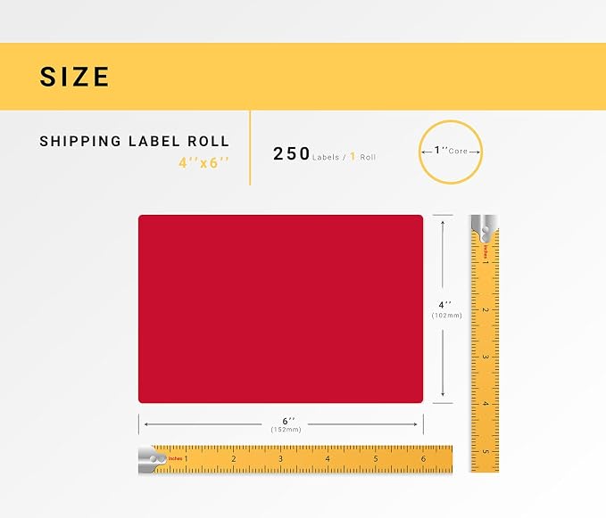 HOUSELABELS 4" x 6" Red Shipping Labels on 1" Core Compatible - Image 3