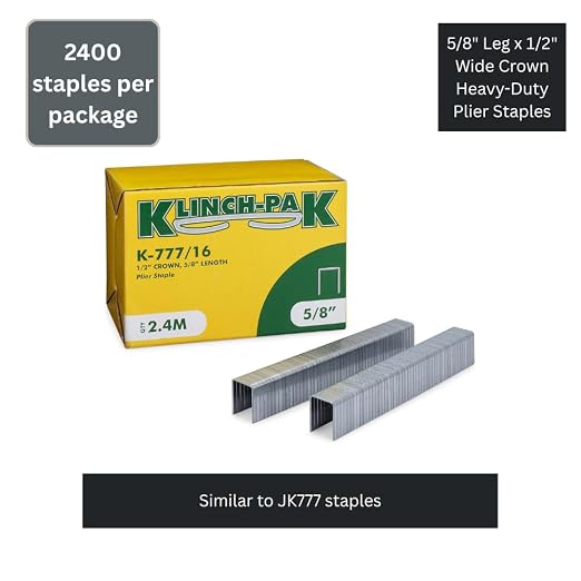Klinch-Pak K-777/16, 5/8" Leg x 1/2" Wide Crown Heavy-Duty Galvanized Plier - Image 3