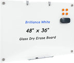 48 x 36 Inches Glass Whiteboard, Magnetic Glass Dry Erase Board by Wingwise
