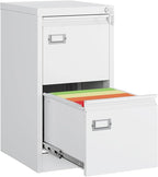 MIIIKO White 2 Drawer File Cabinet, Vertical Filing Cabinet by MIIIKOOfficeFurniture