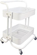 Ufriandz 2 Tier Cart with Wheels Under Desk Storage with Handle, Metal Rolling by Ufriandz