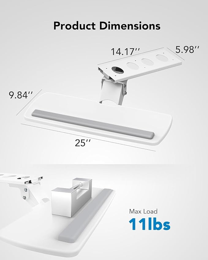 HUANUO Keyboard Tray Under Desk, 360 Adjustable Ergonomic Sliding Keyboard & - Image 2