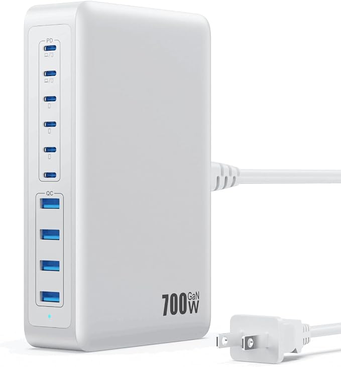 USB C Charger 700W USB C Charger Block, Upgraded GaN V 10-Port Fast Charging by GKUTW