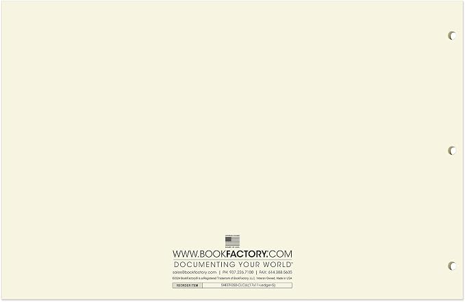 BookFactory Ledger Sheets/Large 5 Column Accounting Ledger Columnar Loose Leaf - Image 3