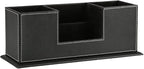 KINGFOM Office Supplies Desk Organizer PU Leather Storage Box 4 Divided - Image 5