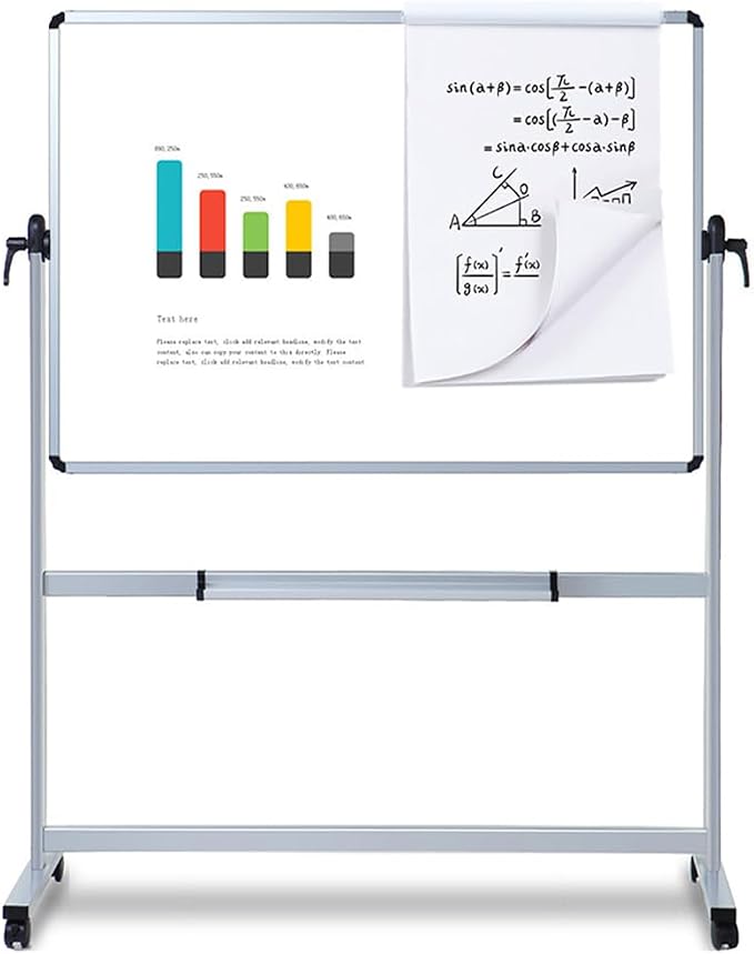 VIZ-PRO Double-Sided Magnetic Mobile Whiteboard, 72 x 48 Inches, Rolling Dry - Image 2