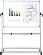 VIZ-PRO Double-Sided Magnetic Mobile Whiteboard, 72 x 40 Inches, Rolling Dry - Image 2