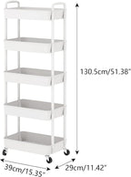 Sywhitta 5-Tier Plastic Rolling Utility Cart - Image 8