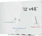 TOWON 6 x 4ft Glass Whiteboard Wall – Magnetic White Dry Erase Board by TOWON